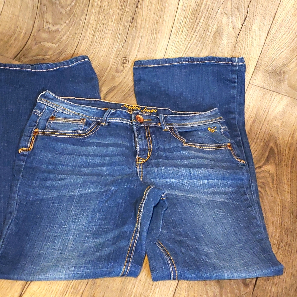 Boot Cut Women's Jeans, orange stitching .